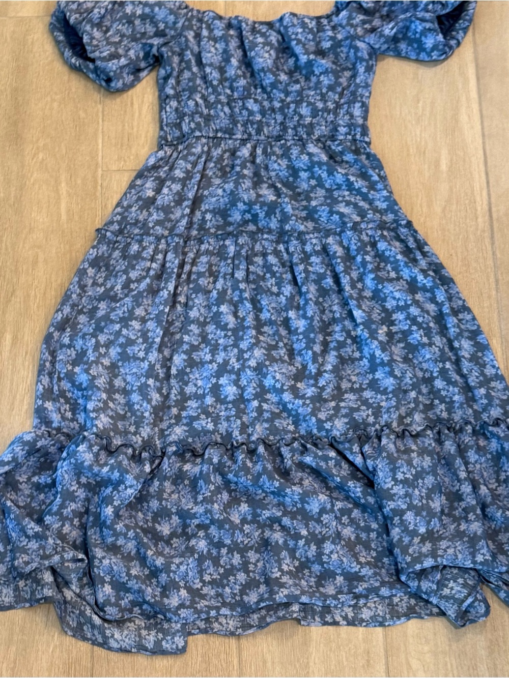 Trixxi Blue Floral Tiered Midi Dress